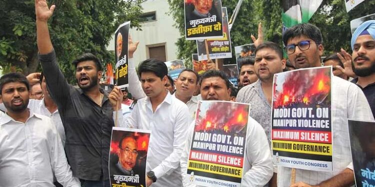 मणिपुर हिंसा को लेकर दिल्ली में यूथ कांग्रेस का हल्ला बोल