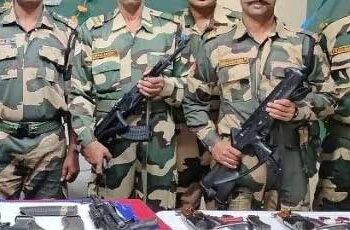 भारत-पाकिस्तान सीमा के पास खेतों से एक एके-47 असॉल्ट राइफल, दो मैगजीन और 40 कारतूस बरामद
