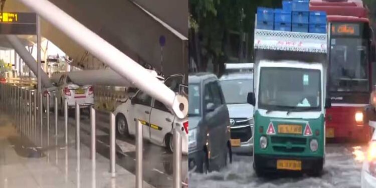 दिल्ली में बारिश के बीच IGI एयरपोर्ट के टर्मिनल-1 पर गिरी छत