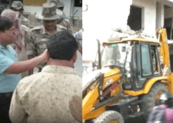 बरेली  उपद्रव के आरोपी नफीस खां के बरातघर पर चला बुलडोजर