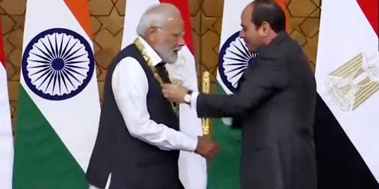 وزیر اعظم مودی مصر کے اعلیٰ ترین ایوارڈ ’آرڈر آف دی نائل‘ سے سرفراز