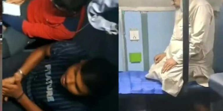 بزرگ کو ٹرین میں نمازپڑھتے دیکھ کرکچھ نوجوان زور زور سے ہنومان چالیسہ پڑھنےلگے