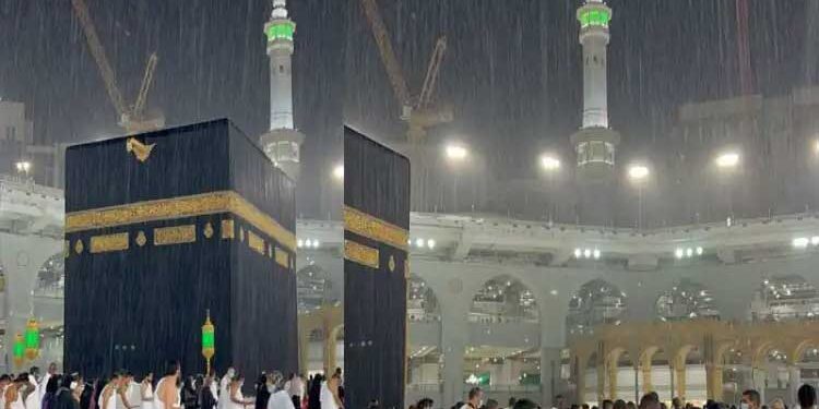 بارش میں بھی کعبہ کا طواف 