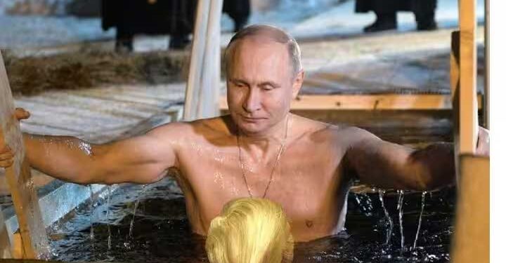 روسی صدر ولادیمر پوتن نے ٹھنڈے پانی میں ڈُبکی لگائی
