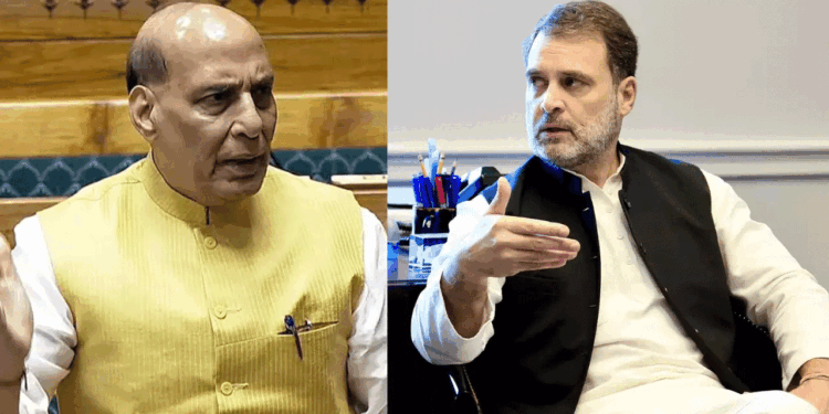 راہل گاندھی نے راجناتھ سنگھ کو گلاب اور ترنگا پیش کیا