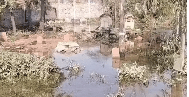 سہارنپور میں محکمہ آبپاشی کی لاپرواہی کی وجہ سے  قبرستان میں پانی داخل