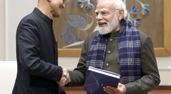 مائیکروسافٹ کے سی ای او کی پی ایم مودی سے  ملاقات