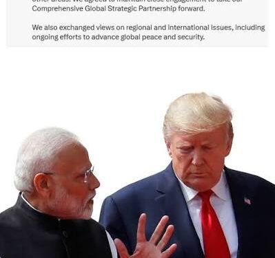 وزیراعظم نریندر مودی کی امریکی صدر ڈونالڈ ٹرمپ سے فون پر بات چیت